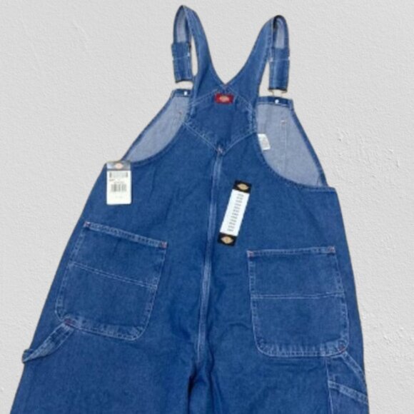 DICKIES Men’s Indigo Bib Overalls Carpenter's Blue Denim Jeans Size 42x30 - Picture 4 of 9